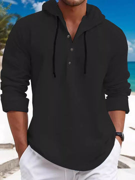 Men's Pearl Cotton Long-sleeved Hooded Sweater