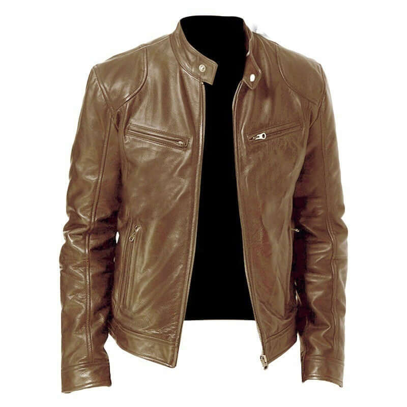 Men's Zip Cardigan Leather Jacket