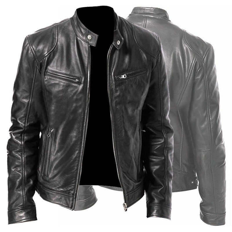 Men's Zip Cardigan Leather Jacket