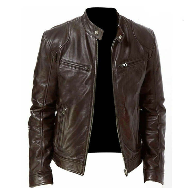 Men's Zip Cardigan Leather Jacket