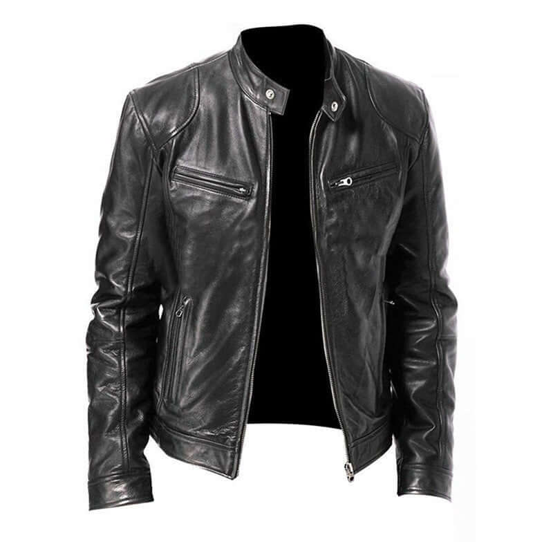 Men's Zip Cardigan Leather Jacket