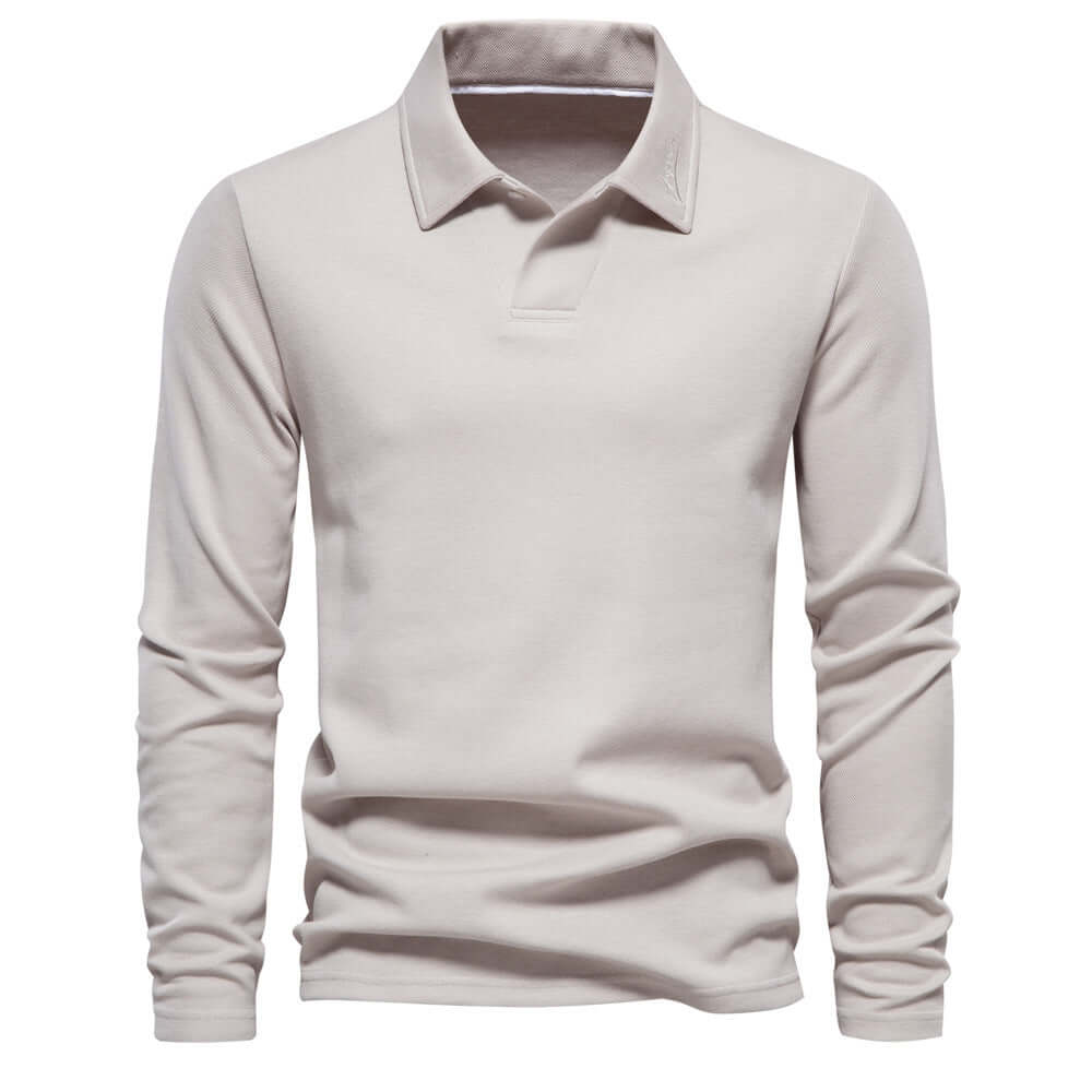 Fashion Lapel Long-sleeved Polo Shirt