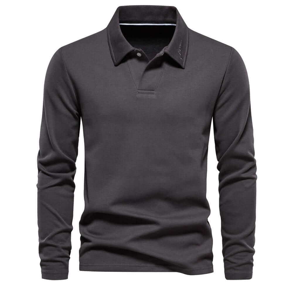 Fashion Lapel Long-sleeved Polo Shirt