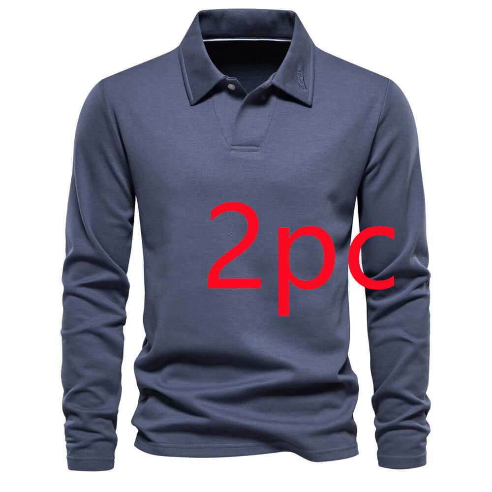 Fashion Lapel Long-sleeved Polo Shirt