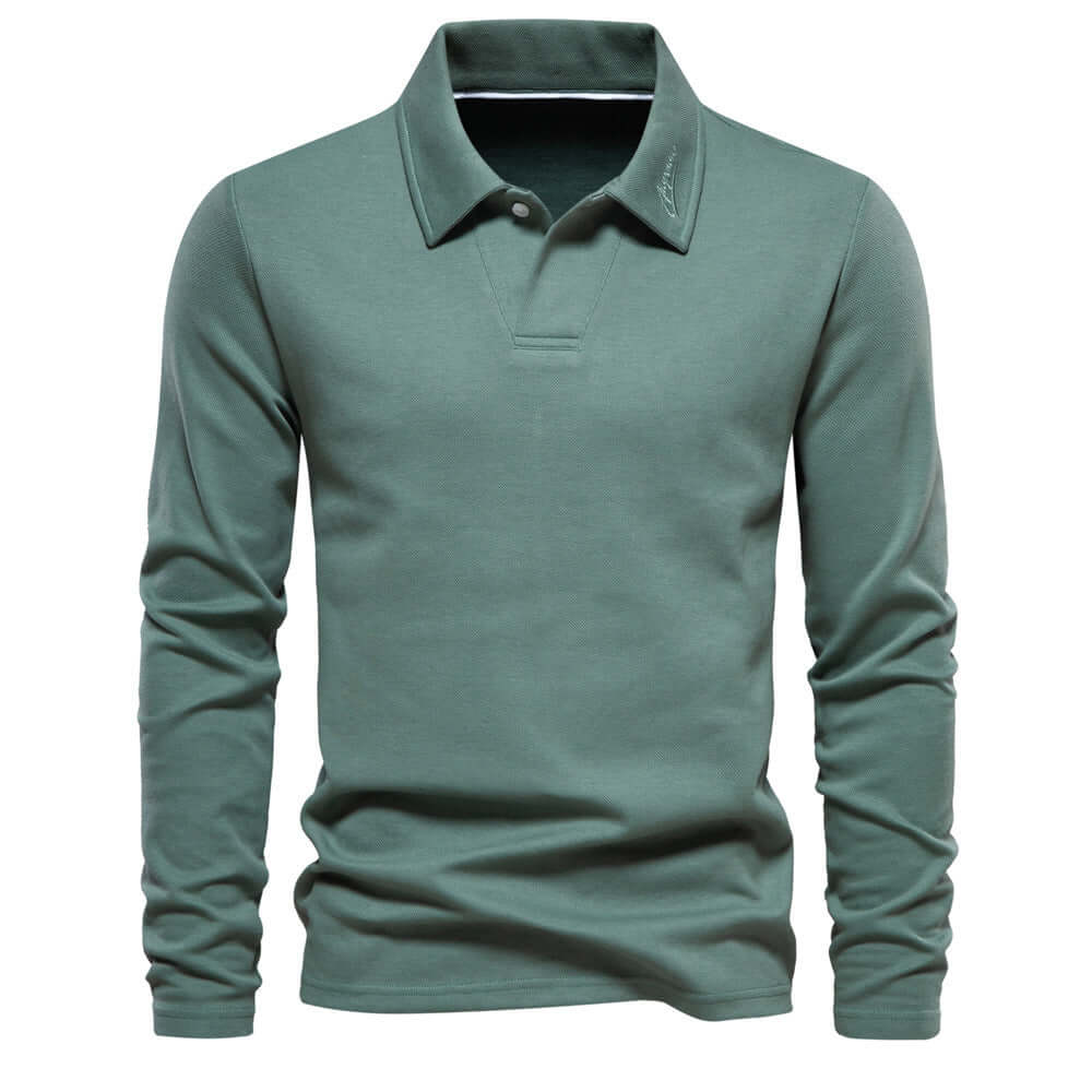 Fashion Lapel Long-sleeved Polo Shirt