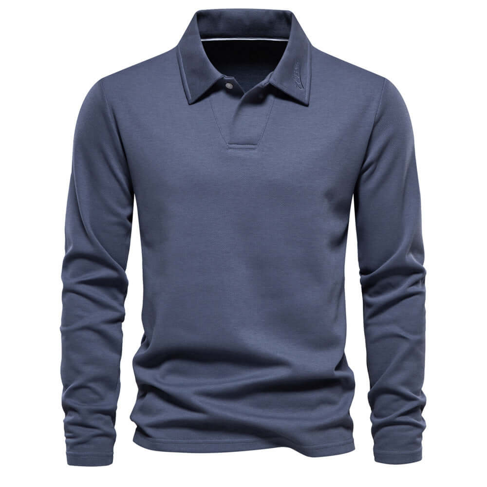 Fashion Lapel Long-sleeved Polo Shirt