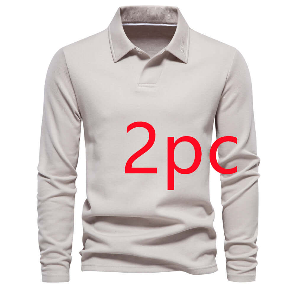 Fashion Lapel Long-sleeved Polo Shirt