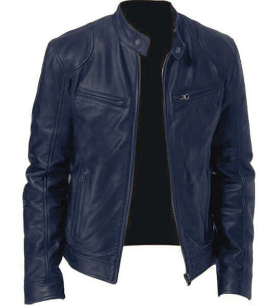 Men's Zip Cardigan Leather Jacket