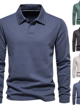 Fashion Lapel Long-sleeved Polo Shirt