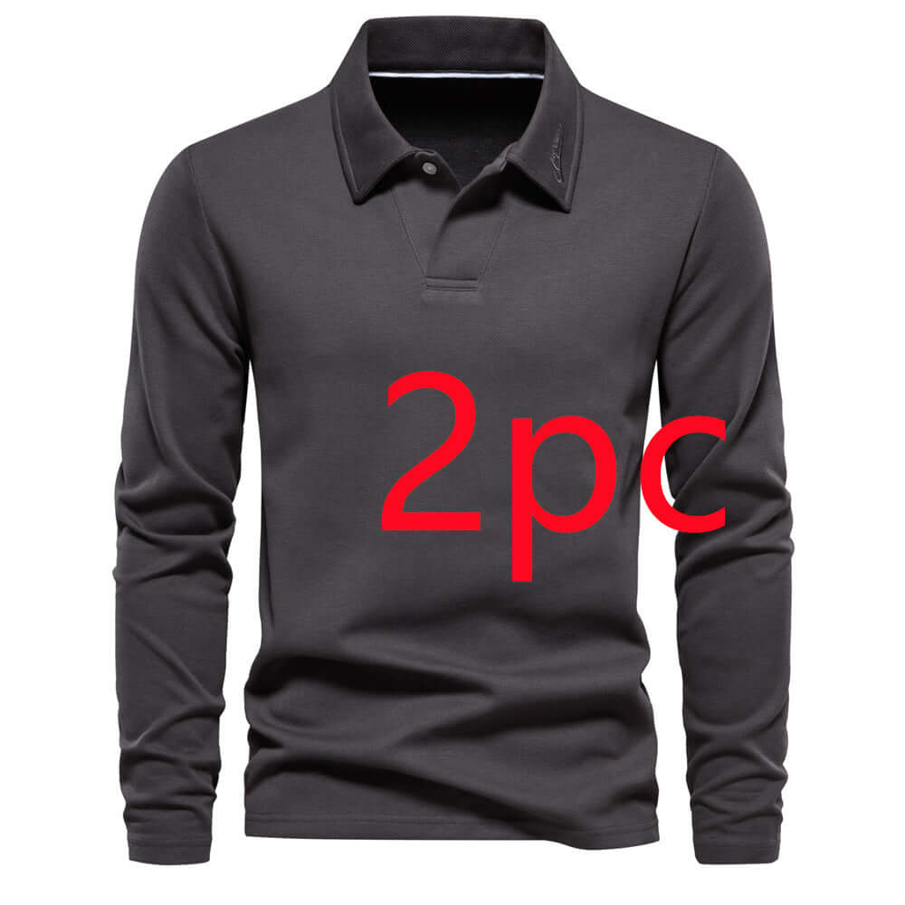 Fashion Lapel Long-sleeved Polo Shirt