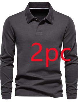 Fashion Lapel Long-sleeved Polo Shirt