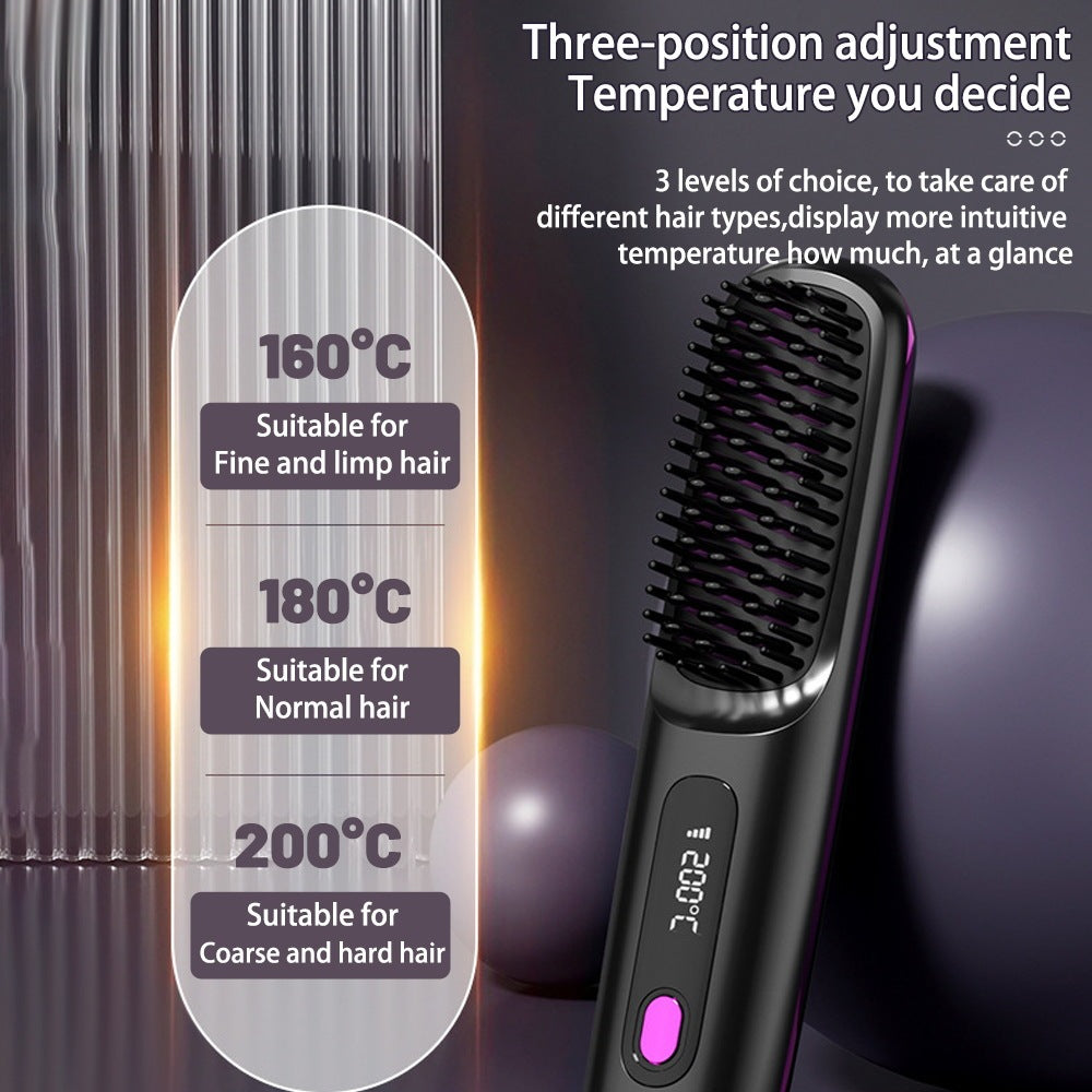 2 In 1 Straight Hair Comb Wireless Hair Straightener